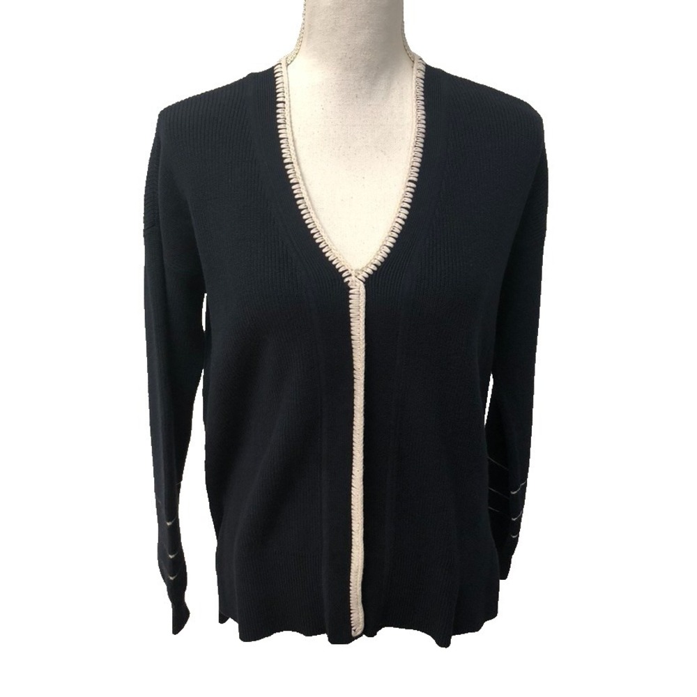 Derek‎ Lam 10 Crosby Cardigan Sweater Jumper Womens Small Black Cotton Cashmere
